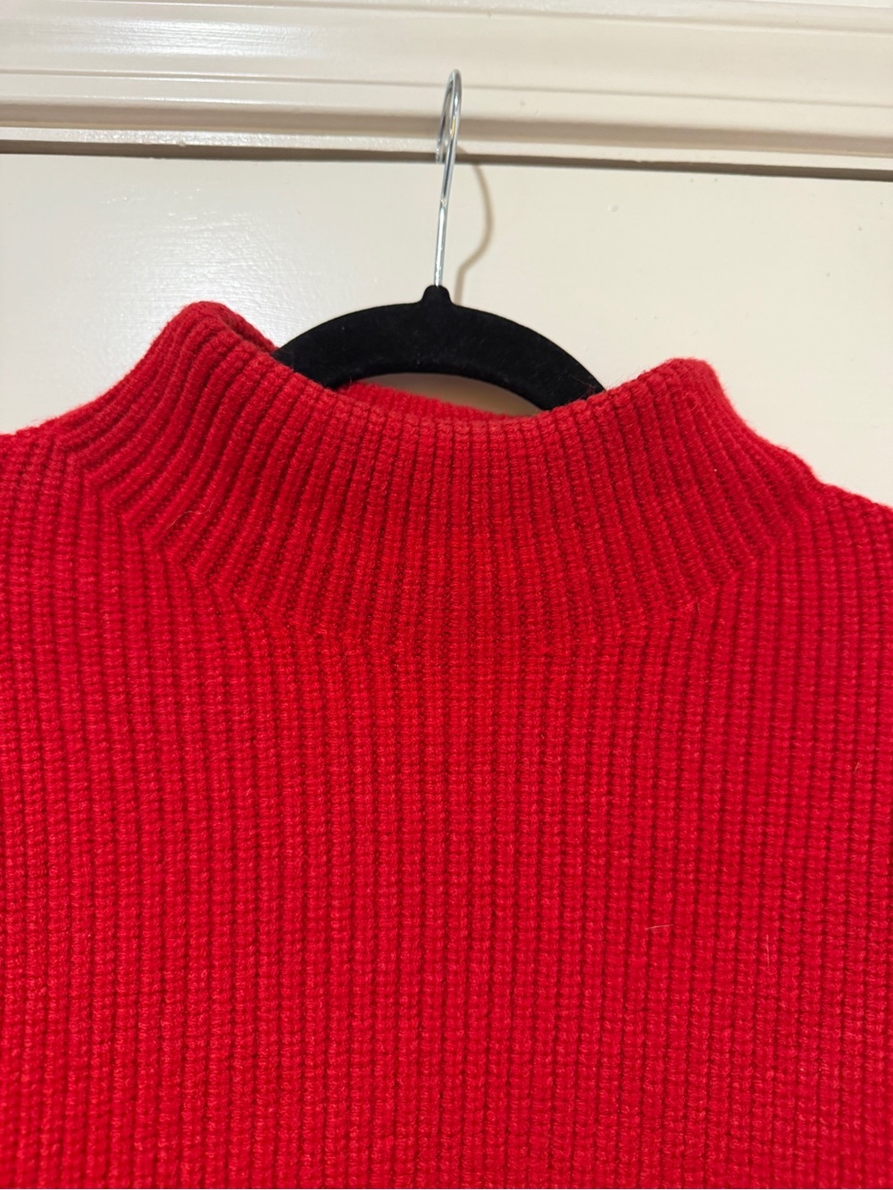 Mango Red Mock Neck Ribbed Knit Sweater - Picture 3 of 5